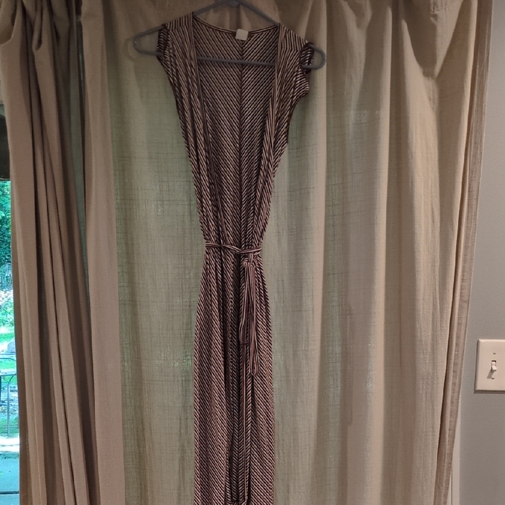 J. Crew Striped Top in Purple and Cream Wrap Dress